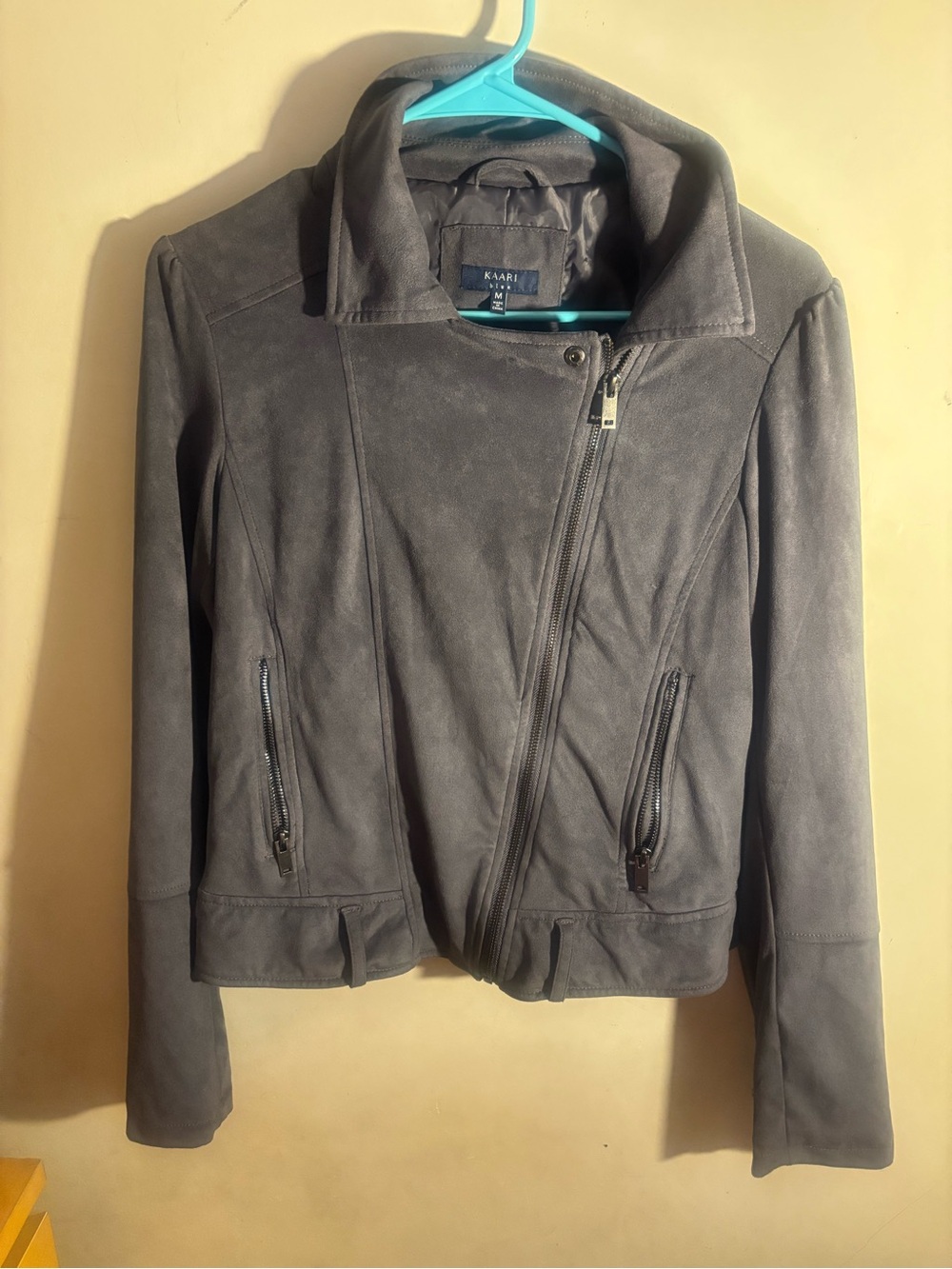 Karen Millen Charcoal Gray Suede Zip-Front Jacket